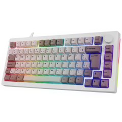 TECLADO AKKO STEAM ENGINE MODELO 5075S ABNT2 BRANCO SWITCH LAVENDER PURPLE V3 PRO