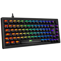 TECLADO AKKO CLEAR BLACK MODELO 5075S ABNT2 PRETO SWITCH CREAMY PURPLE PRO