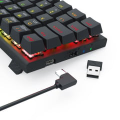 TECLADO MECANICO GAMER REDRAGON RYZE PRO RGB PRETO SWITCH MARROM S/F