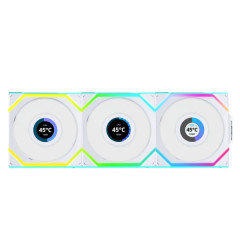 KIT 3 FAN GAMER UNI FAN SL WIRELESS LCD 120 ARGB BRANCO 12SLLCD1W3W WHITE