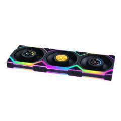 KIT 3 FAN GAMER UNI FAN SL WIRELESS LCD 120 REVERSE BLADE ARGB PRETO 12RSLLCD1W3B BLACK