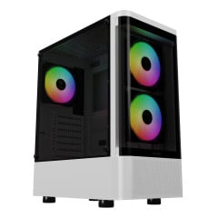 GABINETE GAMER TALOS E3 CG WH WHITE COM 3 FAN