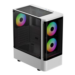 GABINETE GAMER TALOS E3 CG WH WHITE COM 3 FAN