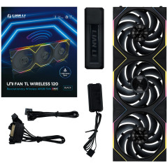 KIT 3 FAN GAMER UNI FAN TL WIRELESS 120 ARGB PRETO 12TL1W3B BLACK