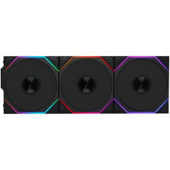 KIT 3 FAN GAMER UNI FAN TL WIRELESS 120 REVERSE BLADE ARGB PRETO 12RTL1W3B BLACK