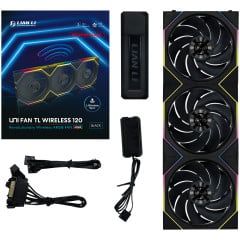 KIT 3 FAN GAMER UNI FAN TL WIRELESS 120 REVERSE BLADE ARGB PRETO 12RTL1W3B BLACK