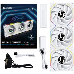 KIT 3 FAN GAMER UNI FAN TL WIRELESS LCD 120MM BRANCO RGB 12TLLCD1W3W WHITE