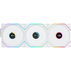 KIT 3 FAN GAMER UNI FAN TL WIRELESS LCD 120 REVERSE BLADE BRANCO RGB 12RTLLCD1W3W WHITE