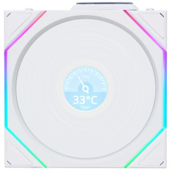 KIT 3 FAN GAMER UNI FAN TL WIRELESS LCD 120 REVERSE BLADE BRANCO RGB 12RTLLCD1W3W WHITE