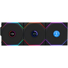 KIT 3 FAN GAMER UNI FAN TL WIRELESS LCD 120 PRETO ARGB 12TLLCD1W3B BLACK