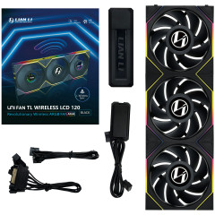 KIT 3 FAN GAMER UNI FAN TL WIRELESS LCD 120 PRETO ARGB 12TLLCD1W3B BLACK