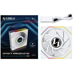 FAN GAMER UNI FAN TL WIRELESS LCD 120 ARGB REVERSE BLADE BRANCO 12RTLLCD1W1W WHITE