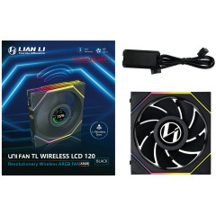 FAN GAMER UNI FAN TL WIRELESS LCD 120 ARGB REVERSE BLADE PRETO 12RTLLCD1W1B BLACK