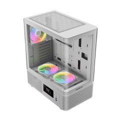 GABINETE GAMER GAMDIAS ATLAS E2 CG WH BRANCO COM 3 FAN