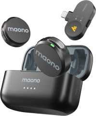 MICROFONE DE LAPELA SEM FIO MAONO WAVE T5 PRETO WM650 LIGHTINING