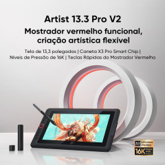 MESA DIGITALIZADORA ARTIST 13.3 PRO V2 DRAWING DISPLAY PRETO MD130FH-AD41