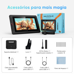 MESA DIGITALIZADORA ARTIST 13.3 PRO V2 DRAWING DISPLAY PRETO MD130FH-AD41