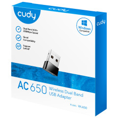 ADAPTADOR WIRELLESS DUAL BAND USB CUDY AC 650 MODELO WU650