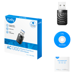 ADAPTADOR WIRELLESS DUAL BAND USB CUDY AC 1300 MODELO WU1300S