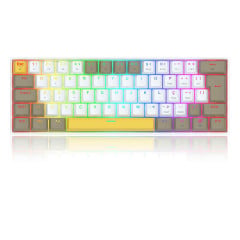 TECLADO MECANICO GAMER DRACONIC PRO RGB BRANCO, CINZA E AMARELO SWITCH MARROM S/F - K530-YL&WT&GY-RGB-PTO ( PT-BROWN)