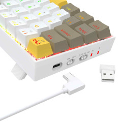 TECLADO MECANICO GAMER DRACONIC PRO RGB BRANCO, CINZA E AMARELO SWITCH MARROM S/F - K530-YL&WT&GY-RGB-PTO ( PT-BROWN)