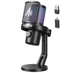 MICROFONE GAMER MAONO DM40 PRO PRETO RGB COM SUPORTE PRETO
