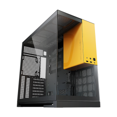 GABINETE GAMER GEOMETRIC MODEL 5 PRETO E AMARELO SEM FAN GEO-M5-BY