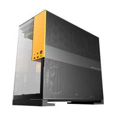 GABINETE GAMER GEOMETRIC MODEL 5 PRETO E AMARELO SEM FAN GEO-M5-BY