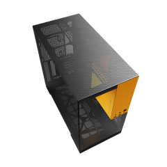 GABINETE GAMER GEOMETRIC MODEL 5 PRETO E AMARELO SEM FAN GEO-M5-BY