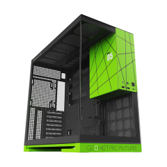 GABINETE GAMER GEOMETRIC MODEL 5 PRETO E VERDE SEM FAN GEO-M5-BNV