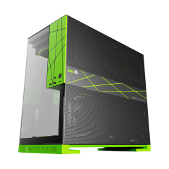 GABINETE GAMER GEOMETRIC MODEL 5 PRETO E VERDE SEM FAN GEO-M5-BNV
