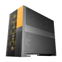 GABINETE GAMER GEOMETRIC MODEL 5 VENT PRETO E AMARELO SEM FAN GEO-M5V-BY