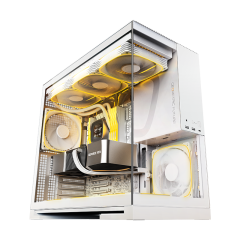 GABINETE GAMER GEOMETRIC MODEL 5 BRANCO COM 5 FANS GEO-M5F-W