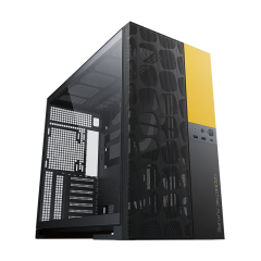 GABINETE GAMER GEOMETRIC MODEL 5 VENT PRETO E AMARELO COM 5 FANS GEO-M5VF-BY