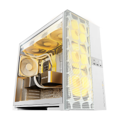 GABINETE GAMER GEOMETRIC MODEL 5 VENT BRANCO COM 5 FANS GEO-M5VF-W