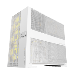 GABINETE GAMER GEOMETRIC MODEL 5 VENT BRANCO COM 5 FANS GEO-M5VF-W