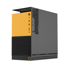 GABINETE GAMER GEOMETRIC MODEL 4 KING ARTHUR PRETO E AMARELO SEM FAN GEO-M4-KAB