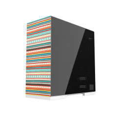 GABINETE GAMER GEOMETRIC MODEL 8 BOHEMIA BRANCO FRONTAL TECIDO GEO-M8-BOH