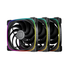 KIT 3 FAN 140MM GEOMETRIC SQUAMA 2503-14B RGB PRETO GEO-S2503B-14T