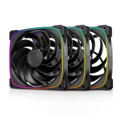 KIT 3 FAN 140MM GEOMETRIC SQUAMA 2503R-14B RGB PRETO GEO-S2503RB-14T