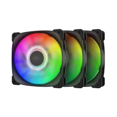 KIT 3 FAN 120MM GEOMETRIC SQUAMA 2505B RGB PRETO GEO-S2505B-3