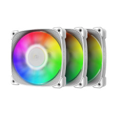 KIT 3 FAN 120MM GEOMETRIC SQUAMA 2505W RGB BRANCO GEO-S2505W-3