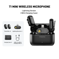 MICROFONE DE LAPELA SEM FIO MAONO WAVE T1 MINI PRETO WM622 LIGHTNING