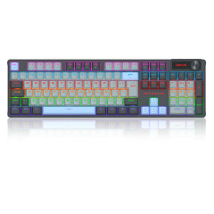 TECLADO MECANICO CAESURA RAINBOW PRETO, BRANCO E AZUL SWITCH DUST-PROOF BROWN K718GB-R