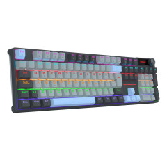 TECLADO MECANICO CAESURA RAINBOW PRETO, BRANCO E AZUL SWITCH DUST-PROOF BROWN K718GB-R