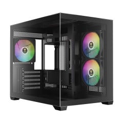 GABINETE GAMER GAMDIAS AURA GC10M ARGB V2 PRETO COM 3 FAN