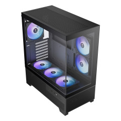 GABINETE GAMER GAMDIAS AURA GC12 ARGB PRETO 5 FAN