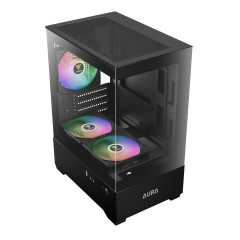 GABINETE GAMER GAMDIAS AURA GC 9M ELITE ARGB PRETO COM 3 FAN
