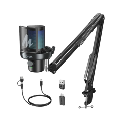 MICROFONE GAMER MAONO DM40 PRO S PRETO RGB COM SUPORTE PRETO