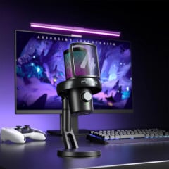 MICROFONE GAMER MAONO DM40 PRO S PRETO RGB COM SUPORTE PRETO
